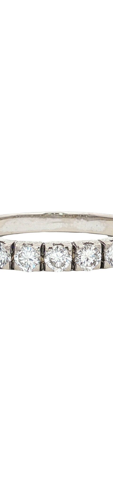 Vintage 14K White Gold Half Eternity Ring with Diamond